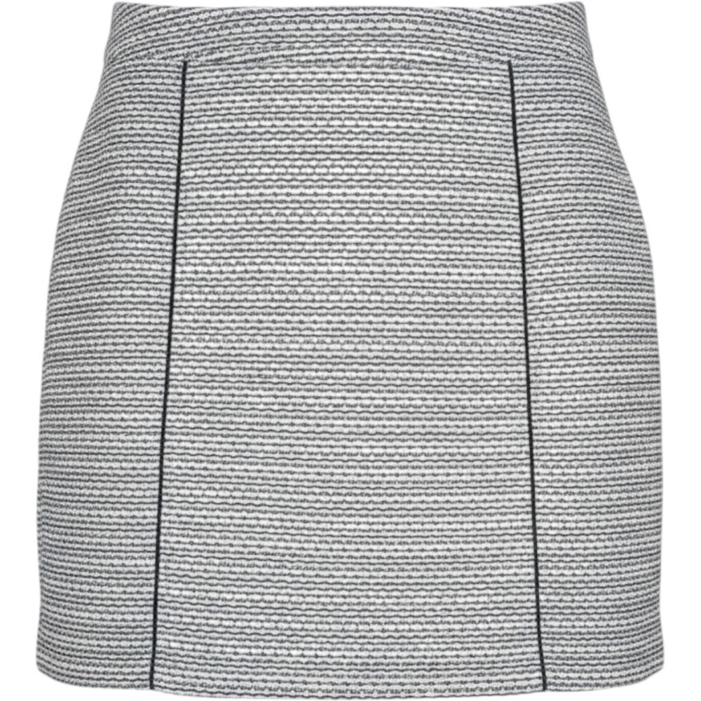 HM Black White Textured Weave Mini Skirt Size 10 Striped Back Zip Career Lined